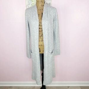 Wool grey duster cardigan with pockets